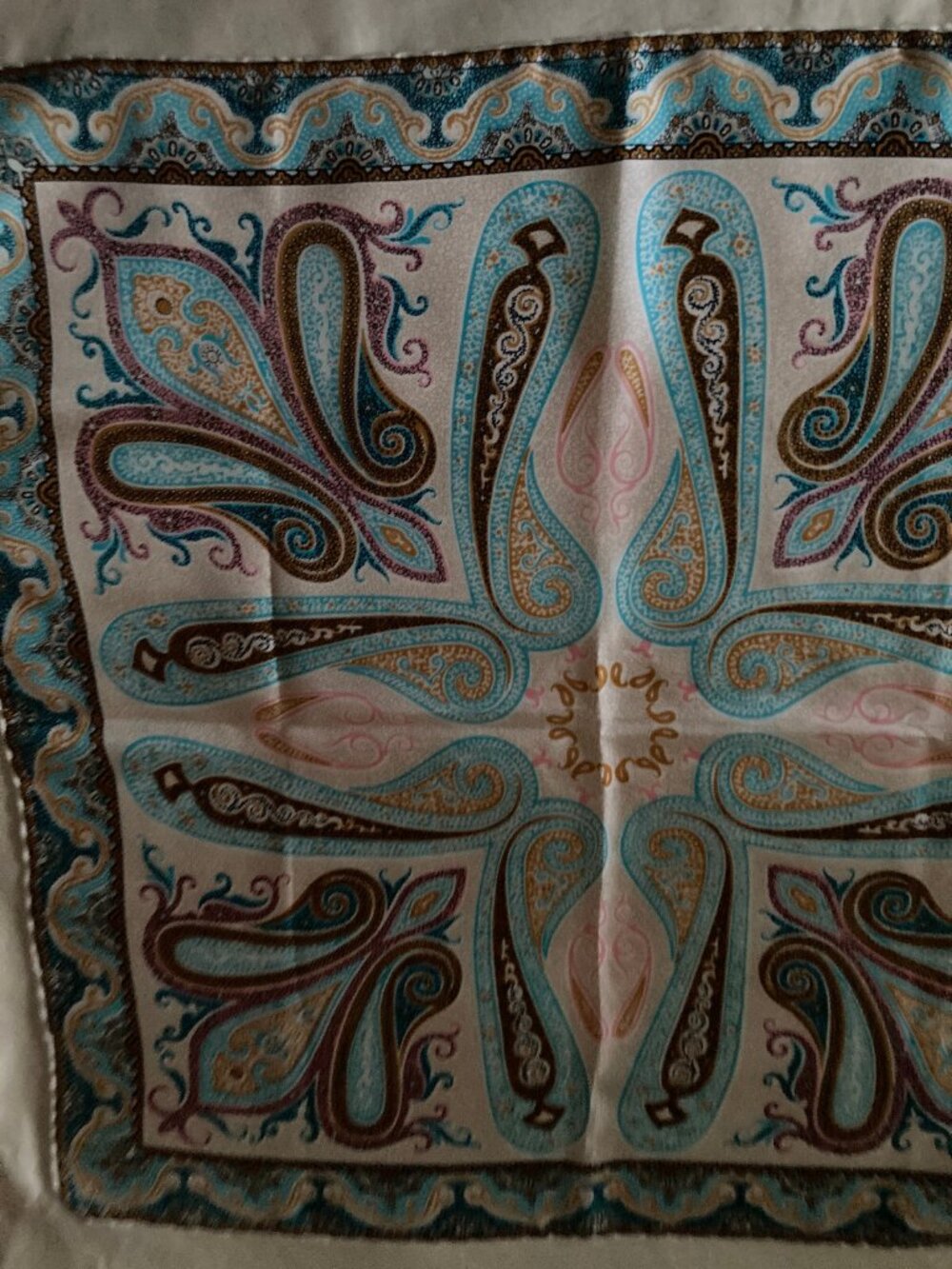 100% Silk Italian Colorful Swirls Boho Retro Square Scarf Wrap Handkerchief